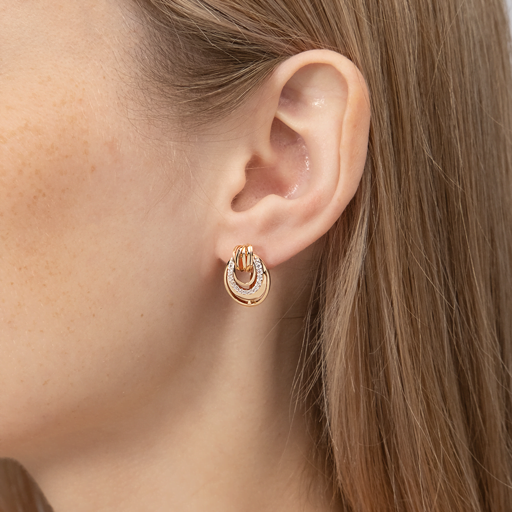 Серьги с английским замком из красного золота с фианитами 02-4606-00-401-1110-23