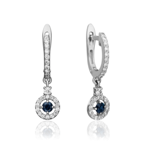 Серьги с английским замком из белого золота с сапфиром и бриллиантами 02-0862-00-105-1120-30