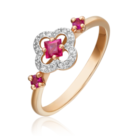 Кольцо из красного золота с рубинами и бриллиантами 01-1572-00-107-1110-30
