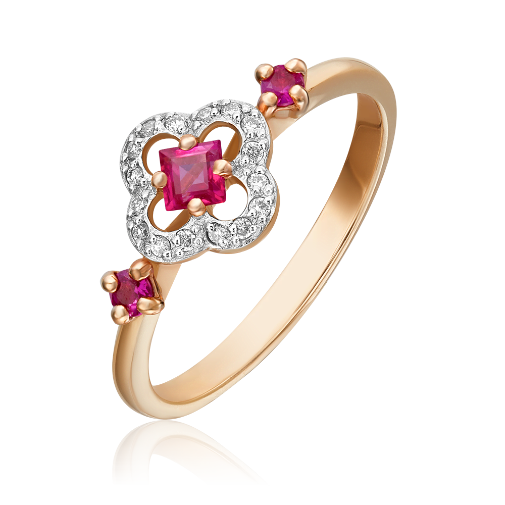 Кольцо из красного золота с рубинами и бриллиантами 01-1572-00-107-1110-30