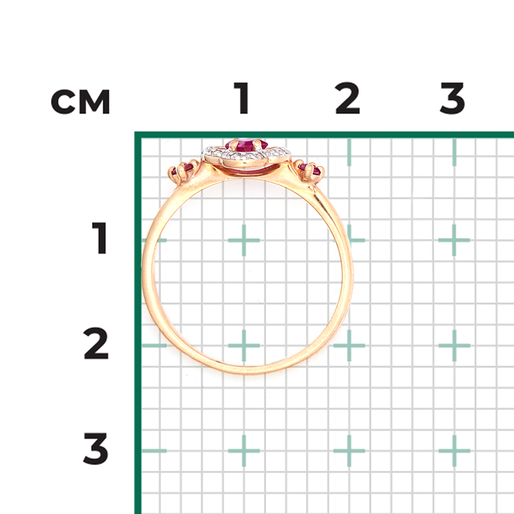 Кольцо из красного золота с рубинами и бриллиантами 01-1572-00-107-1110-30