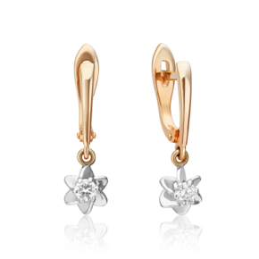 Серьги с английским замком из комбинированного золота с бриллиантом 02-0934-00-101-1111-30