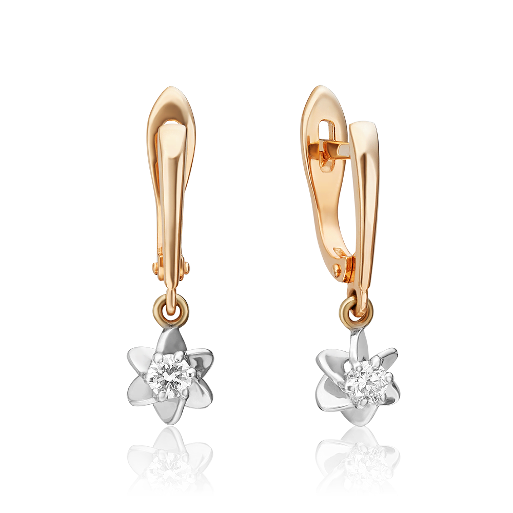 Серьги с английским замком из комбинированного золота с бриллиантом 02-0934-00-101-1111-30