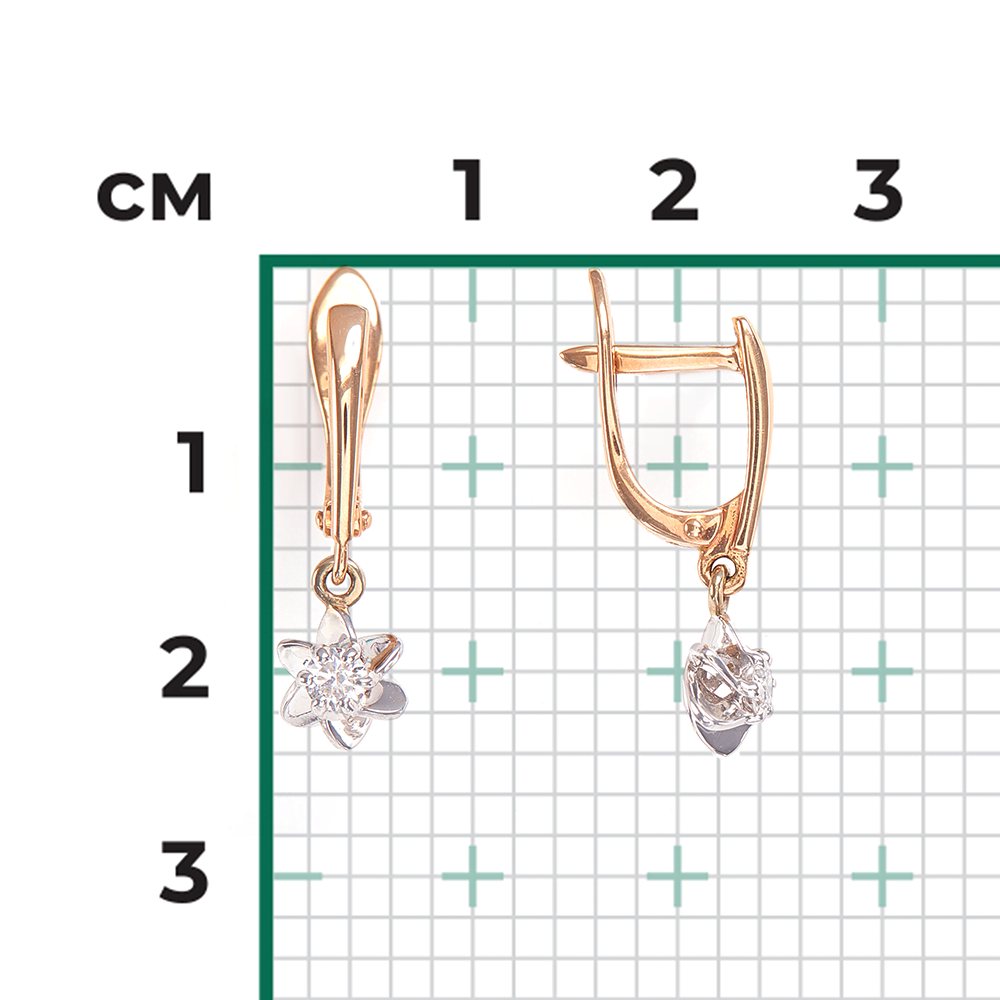 Серьги с английским замком из комбинированного золота с бриллиантом 02-0934-00-101-1111-30