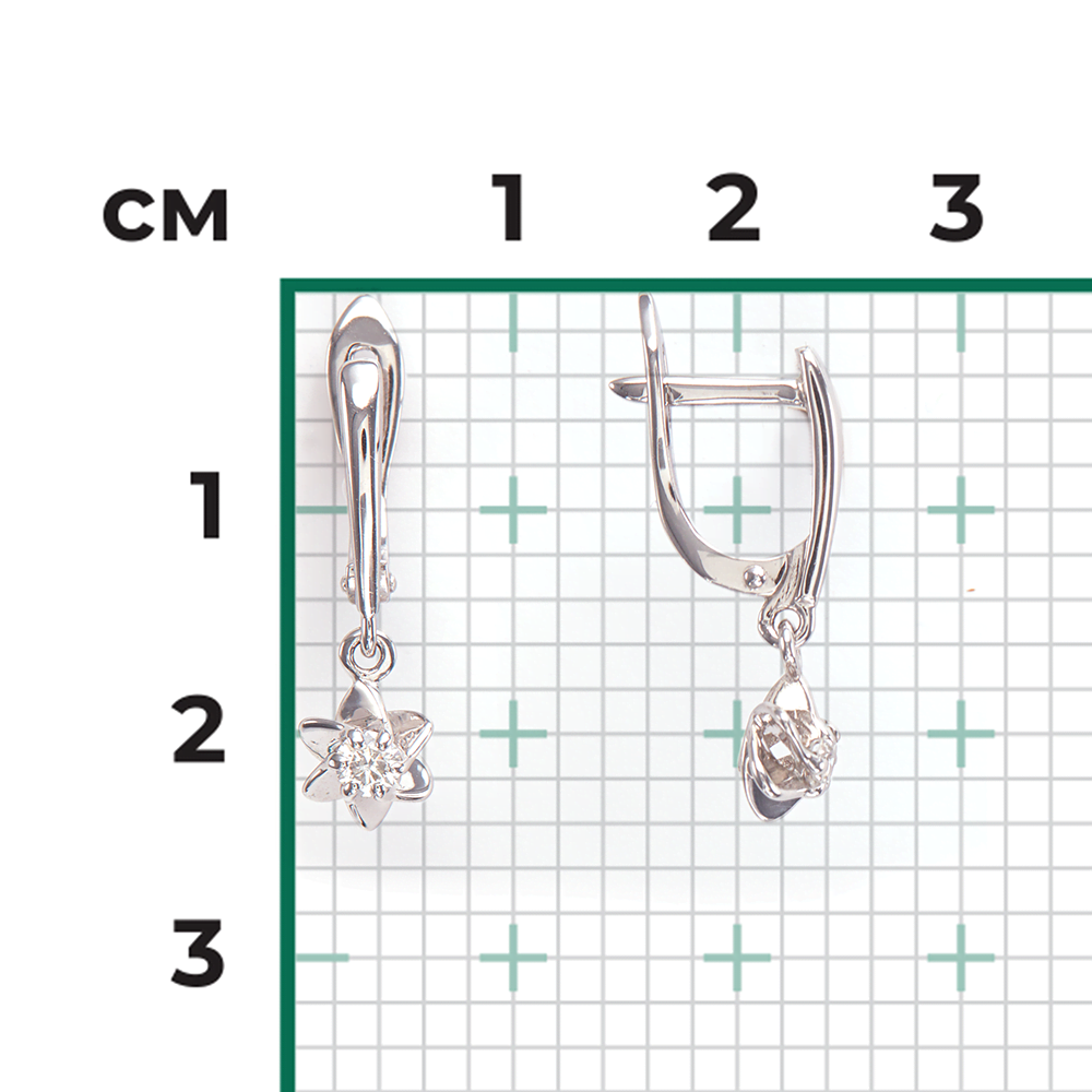 Серьги с английским замком из белого золота с бриллиантом 02-0934-00-101-1120-30