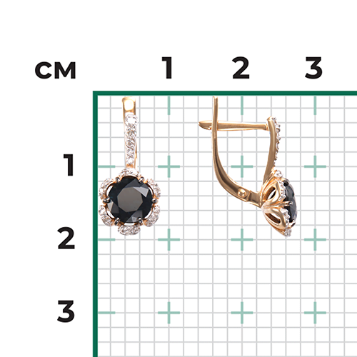 Серьги с английским замком из красного золота с сапфиром и бриллиантами 02-0935-00-105-1110-30