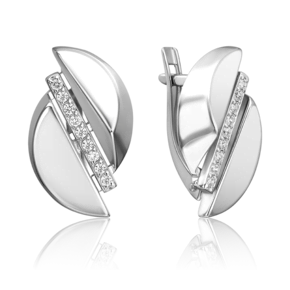 Серьги с английским замком из серебра с фианитами 02-5081-00-401-0200