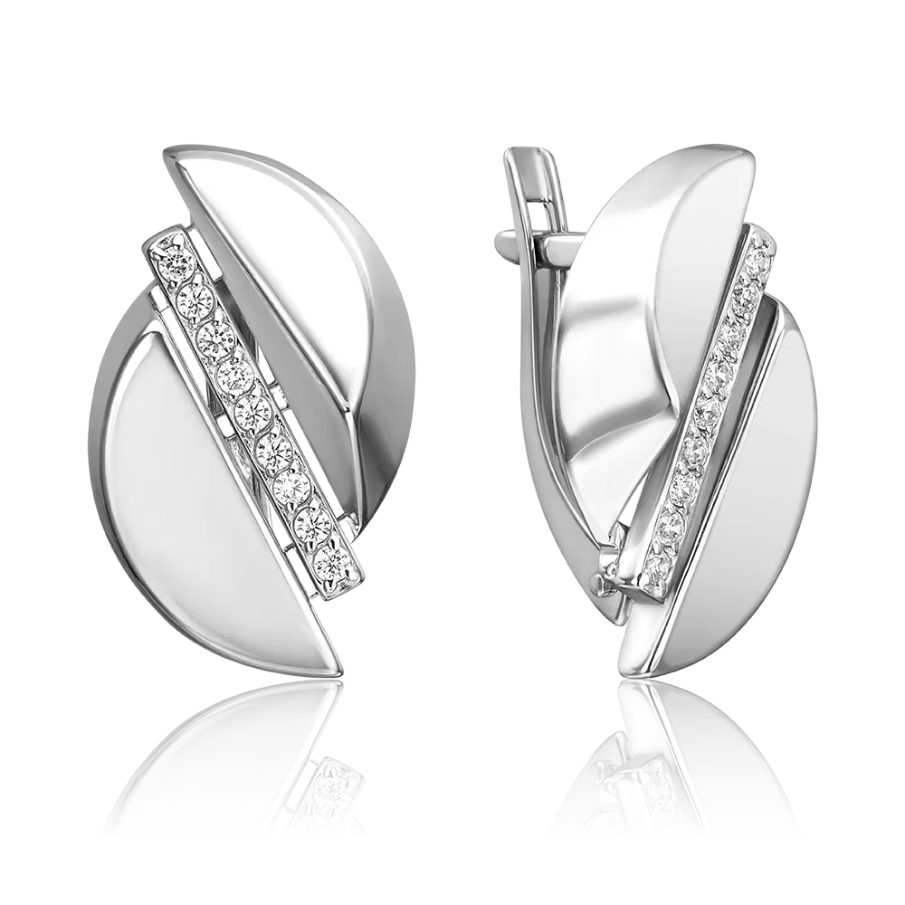 Серьги с английским замком из серебра с фианитами 02-5081-00-401-0200