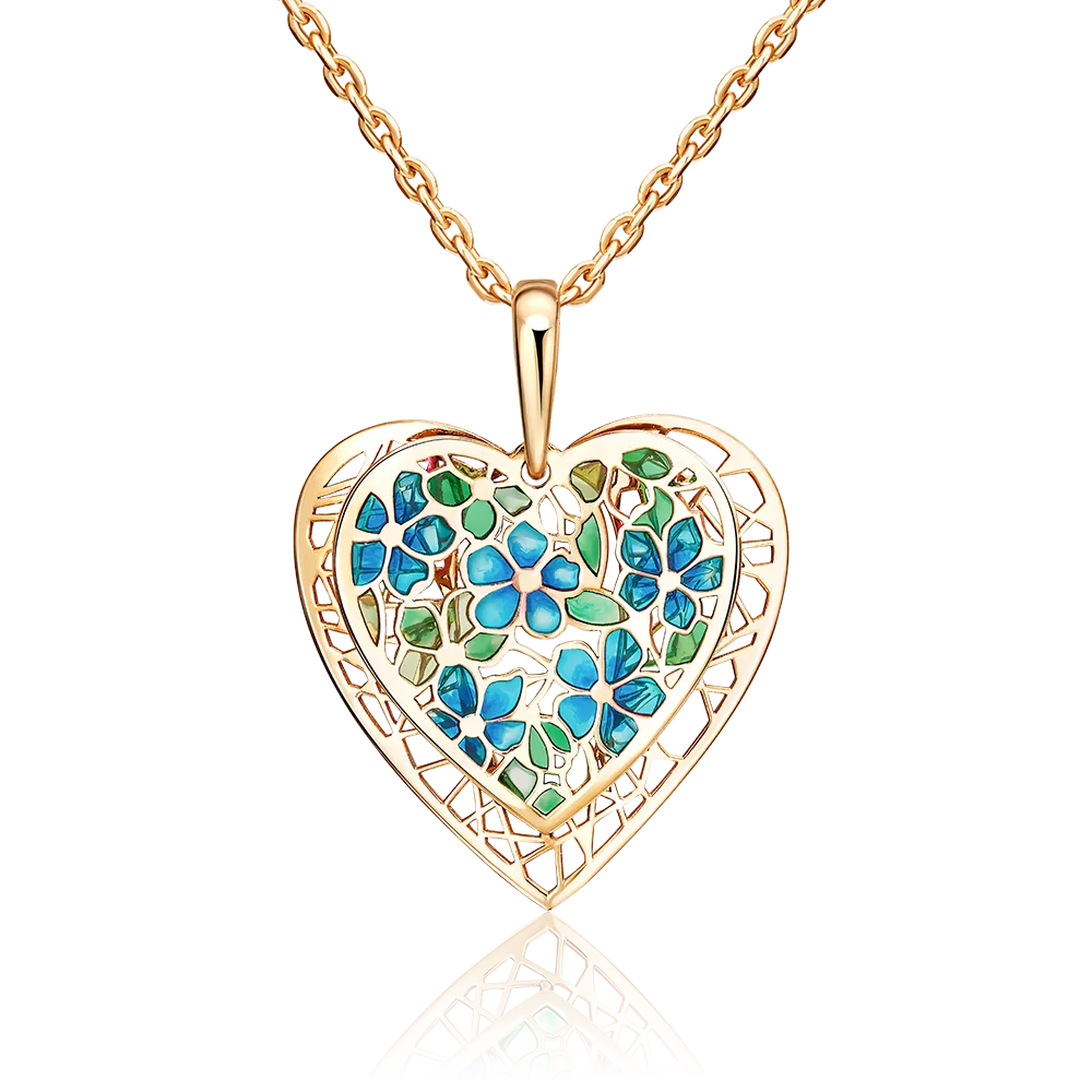 Подвеска «Сердце» из красного золота с эмалью 03-3162-02-000-1110-48