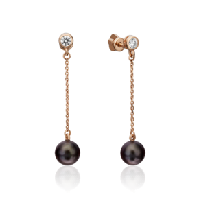Серьги-пусеты из красного золота с жемчугом культивированным и фианитом 02-4399-01-302-1110-31