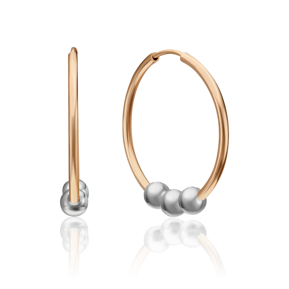 Серьги-конго из комбинированного золота 02-4385-00-000-1111-04