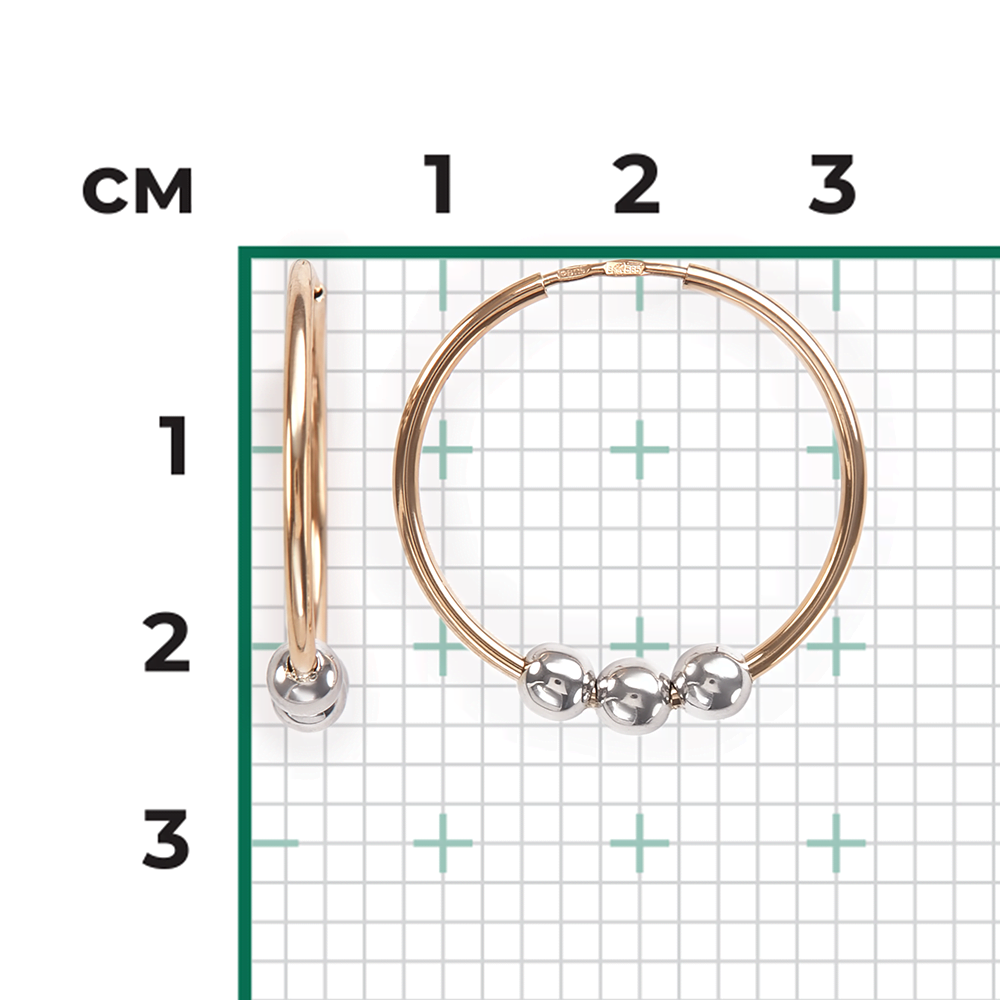 Серьги-конго из комбинированного золота 02-4385-00-000-1111-04