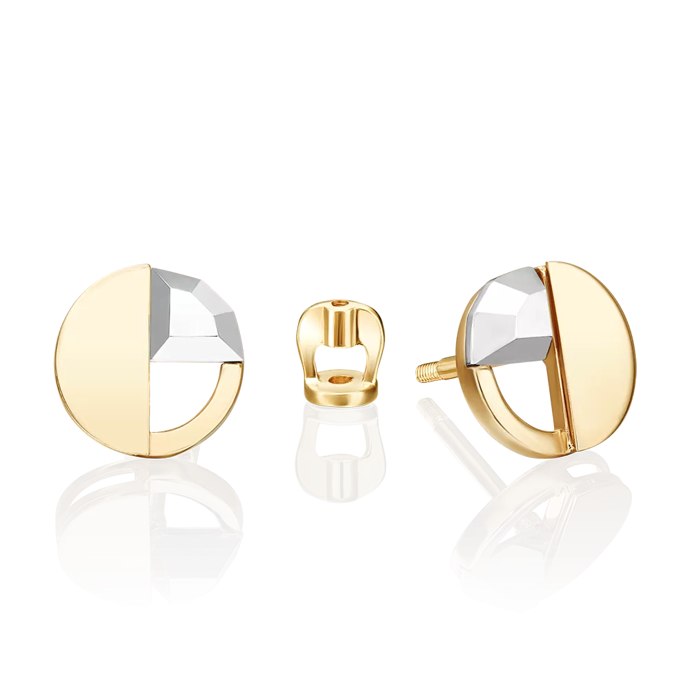 Серьги-пусеты из комбинированного золота 02-5054-00-000-1121