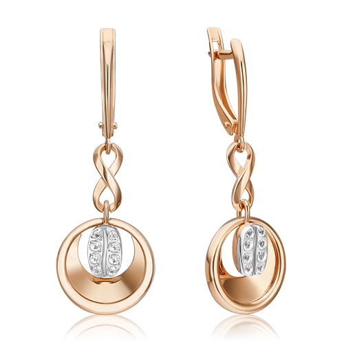 Серьги с английским замком из комбинированного золота с натуральными топазами white 02-4927-00-201-1111