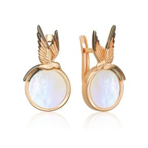 Серьги «Солнечный полдень» с английским замком из красного золота с перламутром 02-5463-00-744-1110