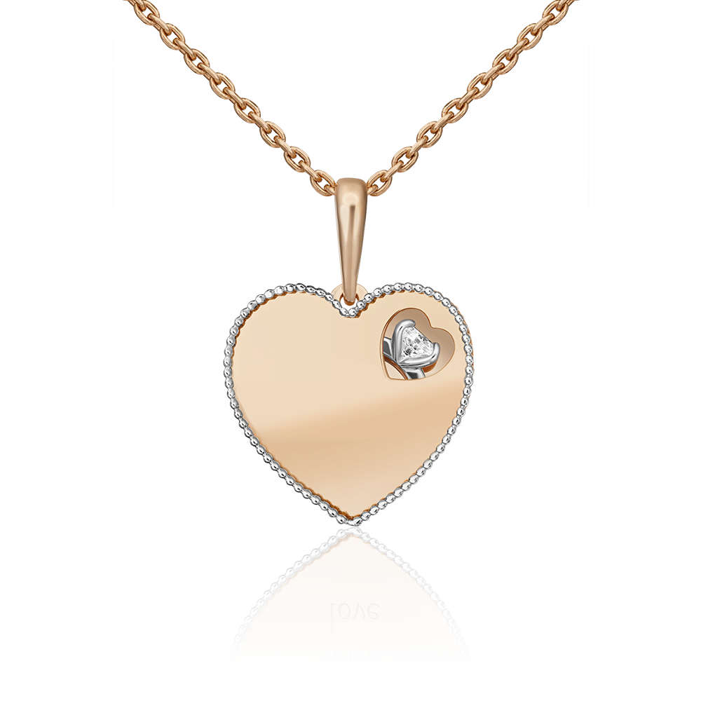 Подвеска «Сердце» из комбинированного золота с фианитом 03-3017-00-401-1111-48