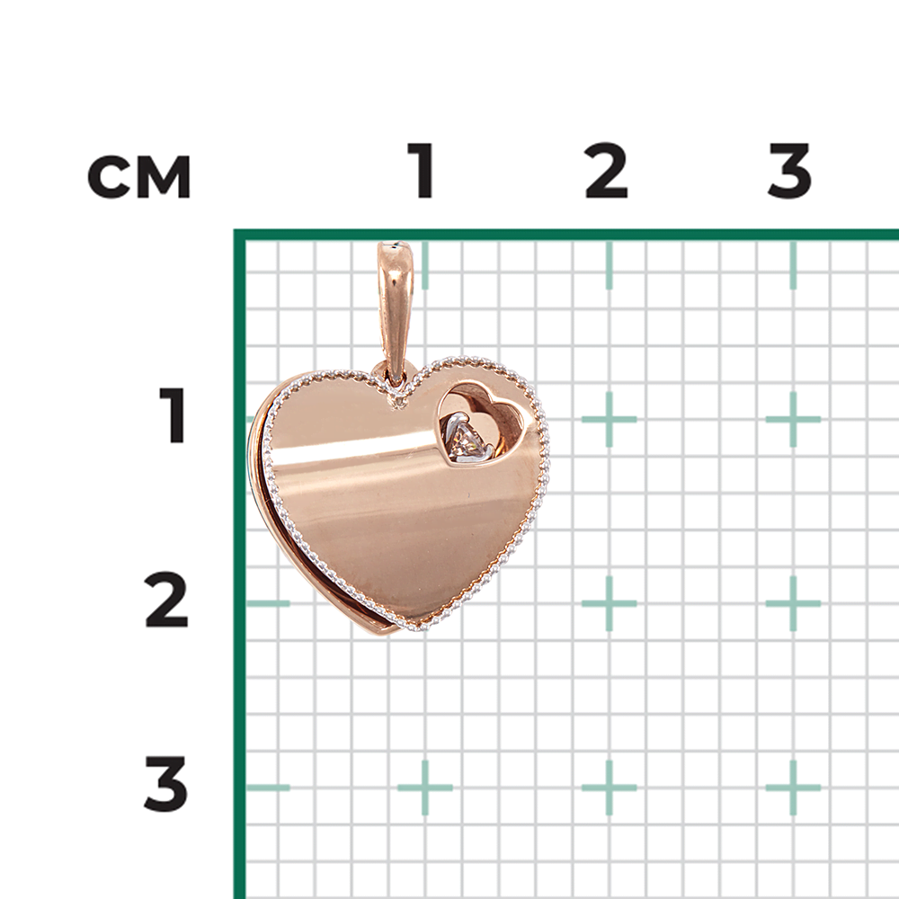 Подвеска «Сердце» из комбинированного золота с фианитом 03-3017-00-401-1111-48