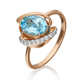 Кольцо из красного золота с топазом и натуральными топазами white 01-5319-00-201-1110-57