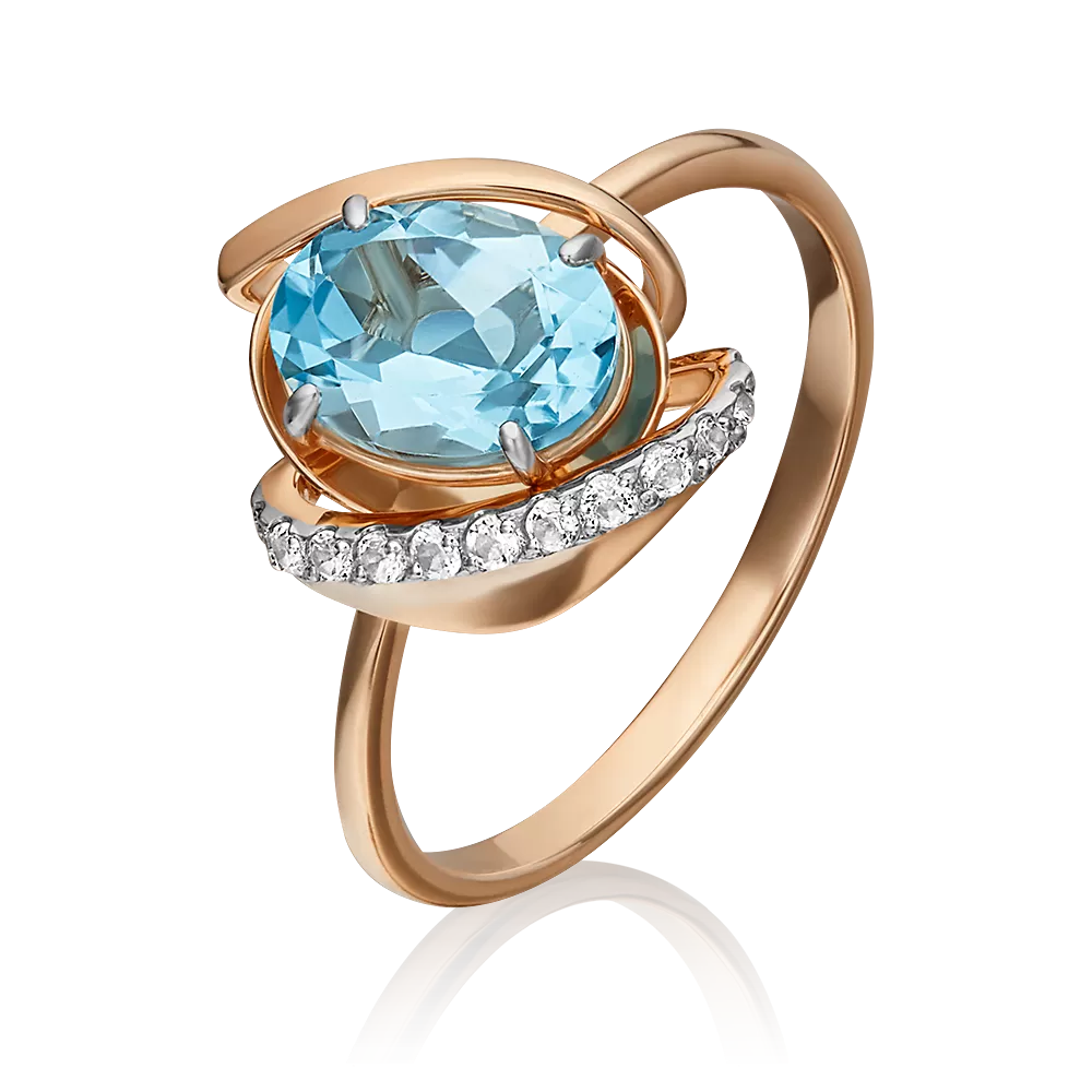 Кольцо из красного золота с топазом и натуральными топазами white 01-5319-00-201-1110-57