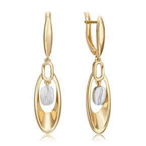 Серьги с английским замком из комбинированного золота