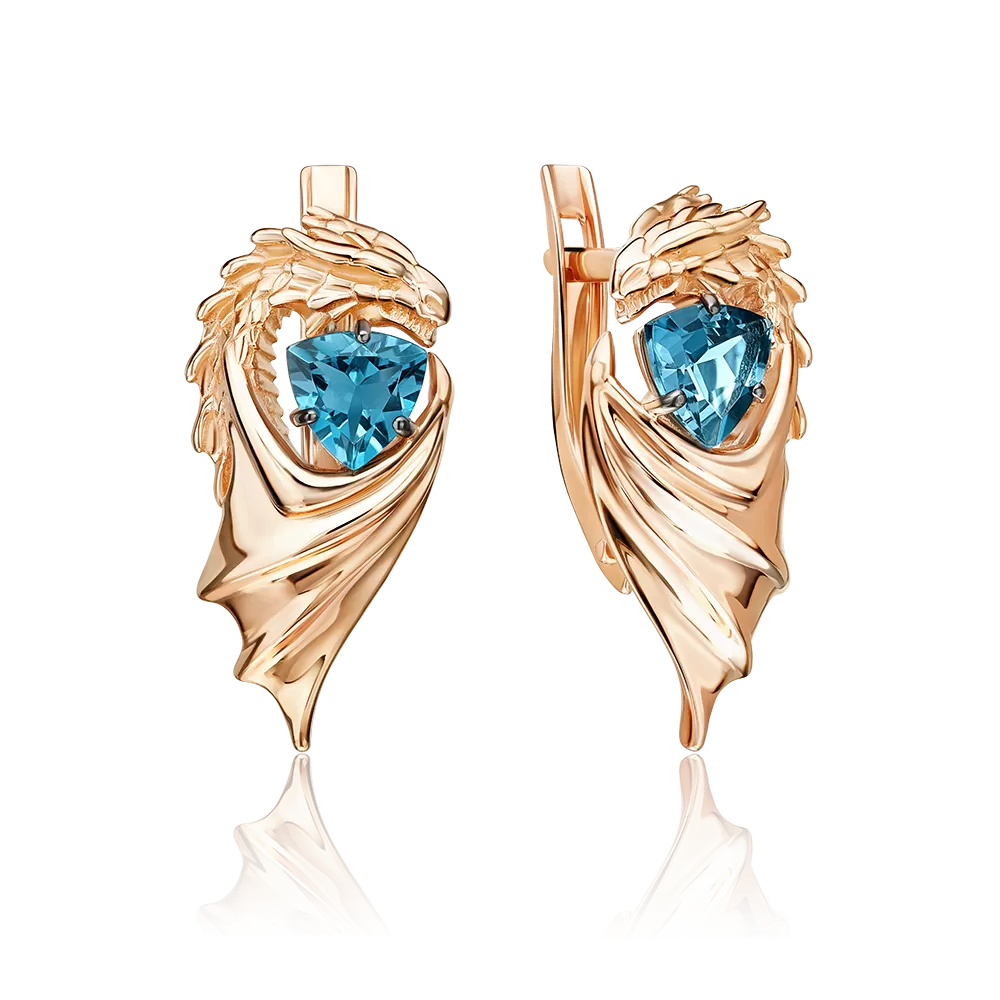 Серьги «Секрет успеха» с английским замком из красного золота с топазом 02-5310-00-201-1110