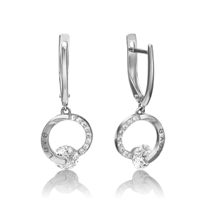 Серьги с английским замком из белого золота с фианитами 02-4495-00-501-1120-38