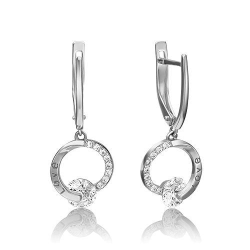 Серьги с английским замком из белого золота с фианитами 02-4495-00-501-1120-38