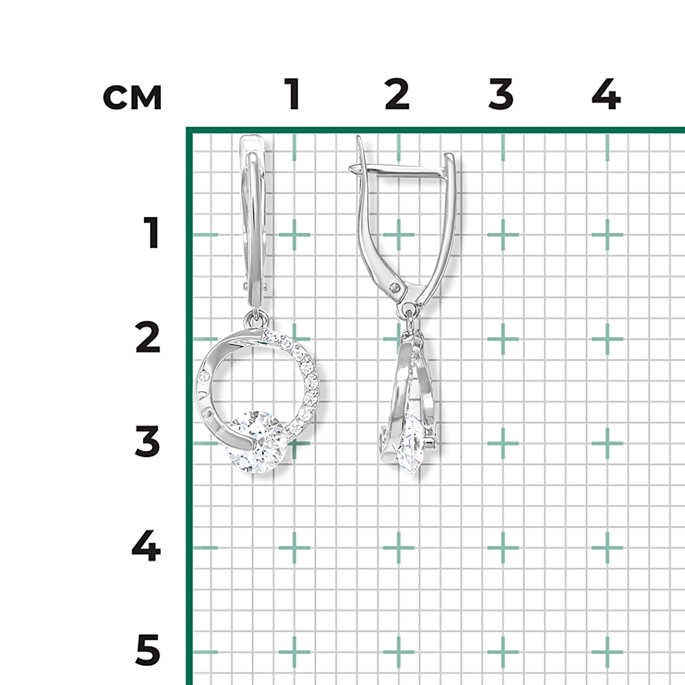 Серьги с английским замком из белого золота с фианитами 02-4495-00-501-1120-38