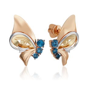 Серьги-пусеты «Тайна красоты» из комбинированного золота с топазами 02-4865-00-201-1113