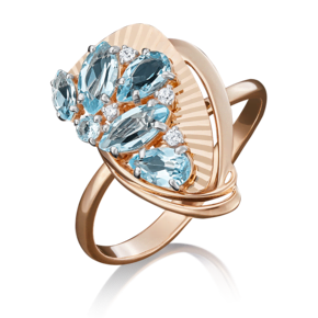 Кольцо из красного золота с топазами и фианитами 01-5032-00-207-1110-46