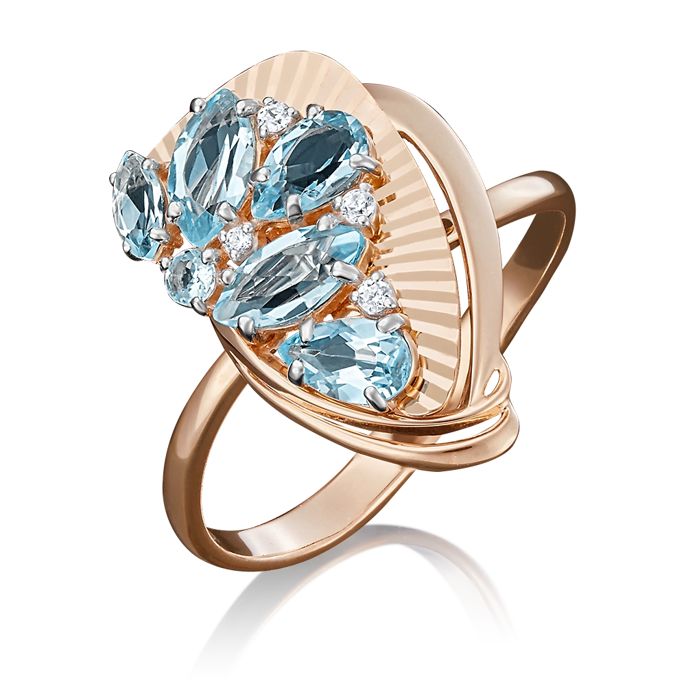 Кольцо из красного золота с топазами и фианитами 01-5032-00-207-1110-46