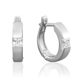 Серьги с английским замком из белого золота с бриллиантом 02-3935-00-101-1120-30