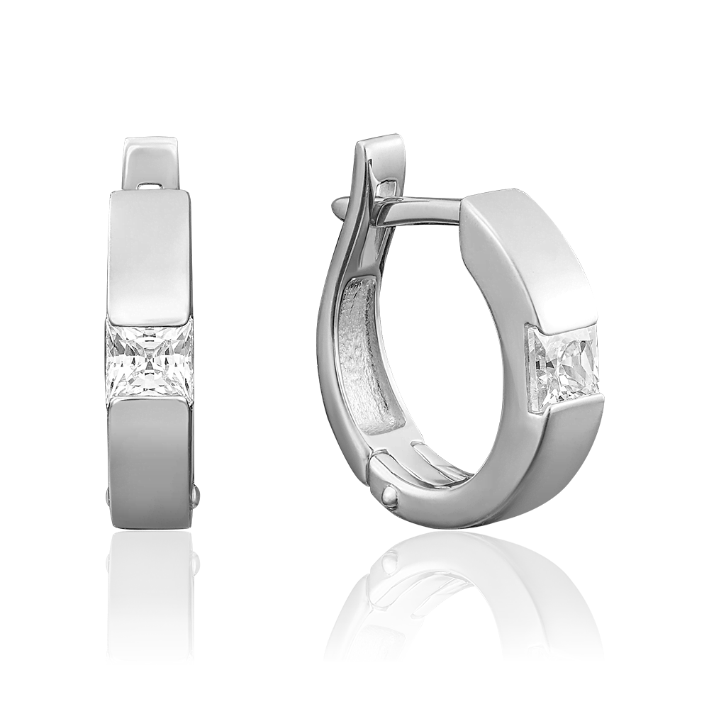 Серьги с английским замком из белого золота с бриллиантом 02-3935-00-101-1120-30