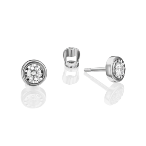 Серьги-пусеты из белого золота с бриллиантом