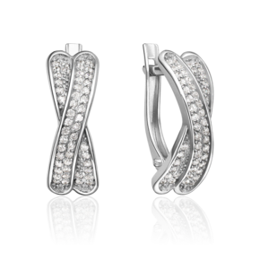 Серьги с английским замком из серебра с фианитами 02-1558-00-401-0200