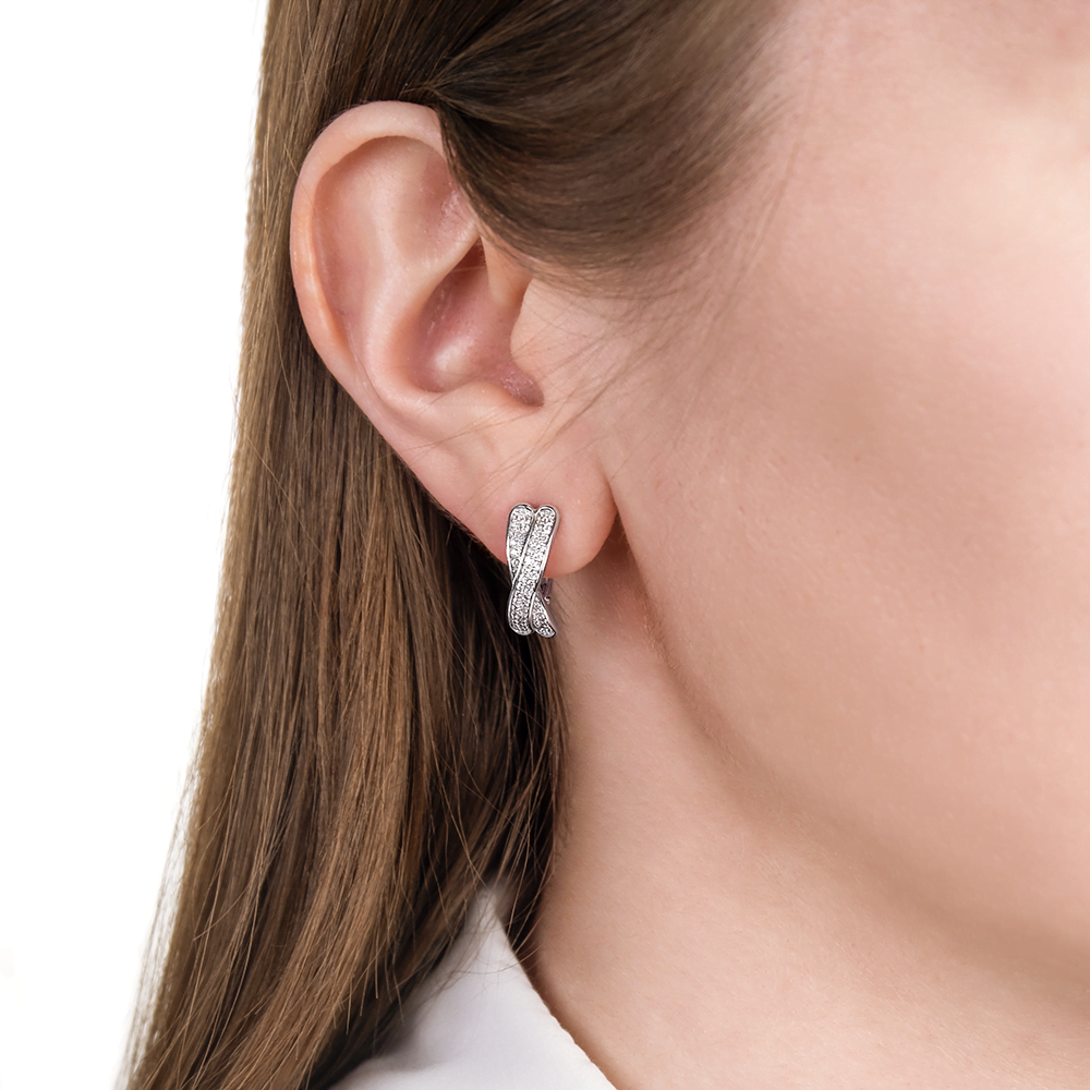 Серьги с английским замком из серебра с фианитами 02-1558-00-401-0200