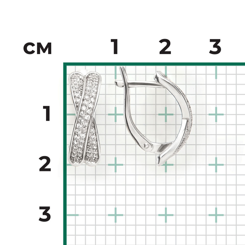Серьги с английским замком из серебра с фианитами 02-1558-00-401-0200