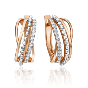 Серьги с английским замком из комбинированного золота с фианитами 02-4533-00-401-1111-24