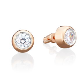 Серьги-пусеты из красного золота с фианитом 02-3726-00-501-1110-38