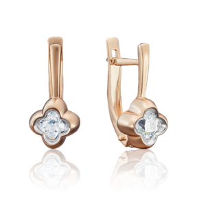 Серьги с английским замком из красного золота с фианитом 02-3727-00-501-1110-38