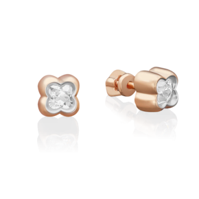 Серьги-пусеты из красного золота с фианитом 02-3728-00-501-1110-38