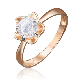 Помолвочное кольцо из красного золота с фианитом 01-4878-00-501-1110-38