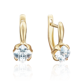 Серьги с английским замком из лимонного золота с фианитом 02-3731-00-501-1130-38