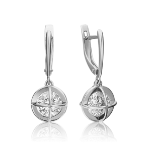 Серьги с английским замком из белого золота с фианитом 02-4519-00-501-1120-67