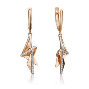 Серьги с английским замком из красного золота с фианитами 02-4332-00-401-1110-48