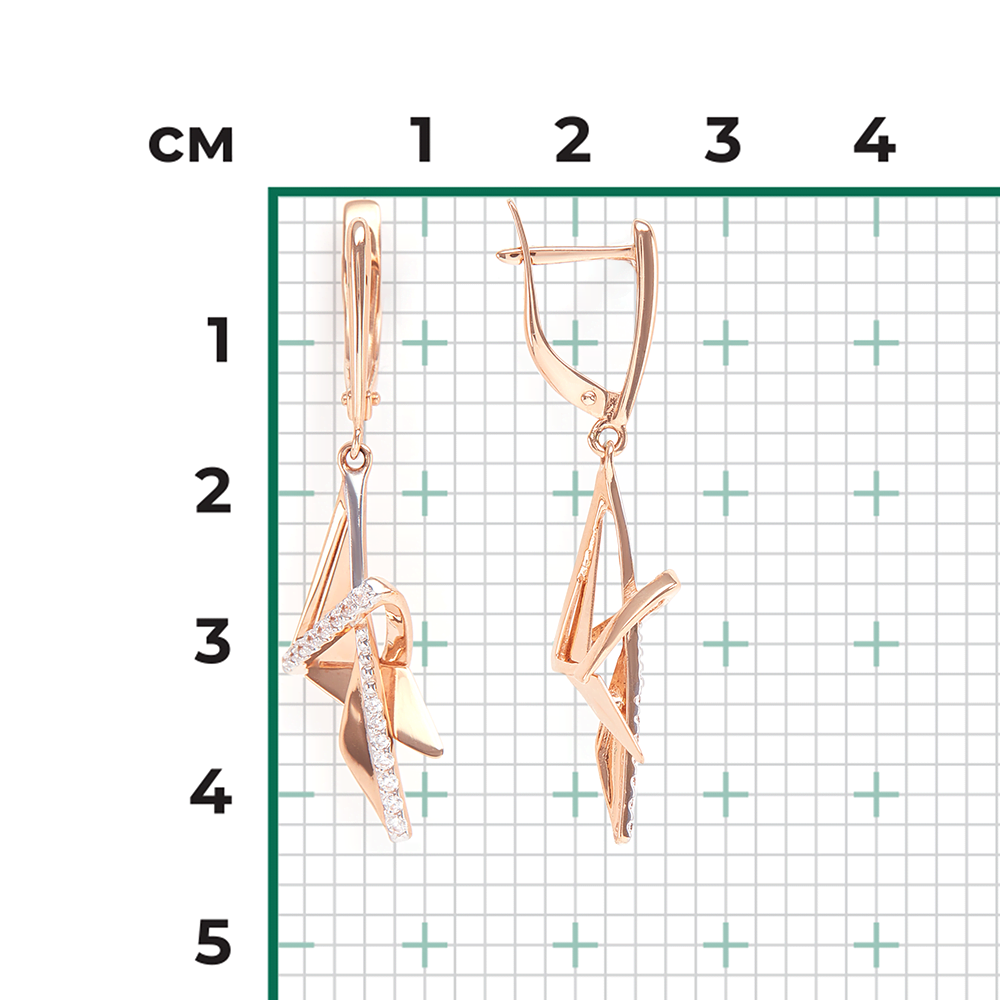 Серьги с английским замком из красного золота с фианитами 02-4332-00-401-1110-48