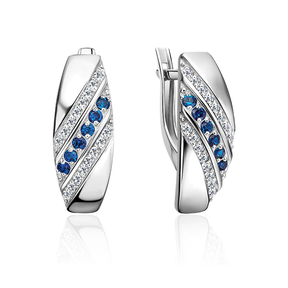 Серьги с английским замком из серебра с фианитами 02-2320-00-404-0200