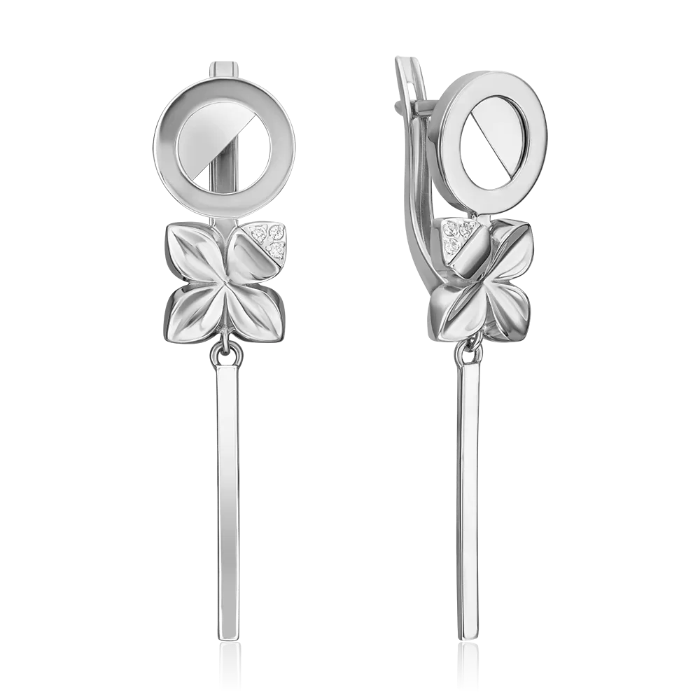 Серьги с английским замком из белого золота с бриллиантами 02-4985-00-101-1120