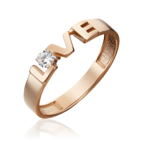 Кольцо «Любовь» из красного золота с фианитом 01-5340-00-401-1110-03
