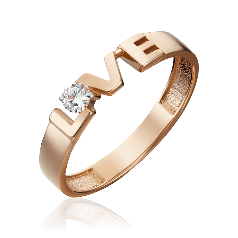 Кольцо «Любовь» из красного золота с фианитом 01-5340-00-401-1110-03